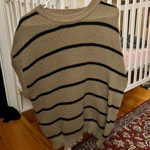 SHEIN Taupe and Black Striped Knit Vest